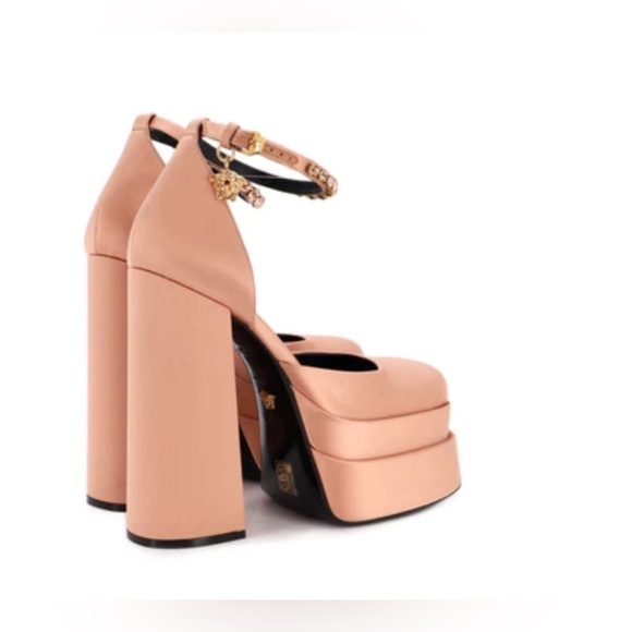 Versace Shoes - VERSACE NWOT Champagne Medusa Aevita Satin Platform  Pumps  - Sz 38.5